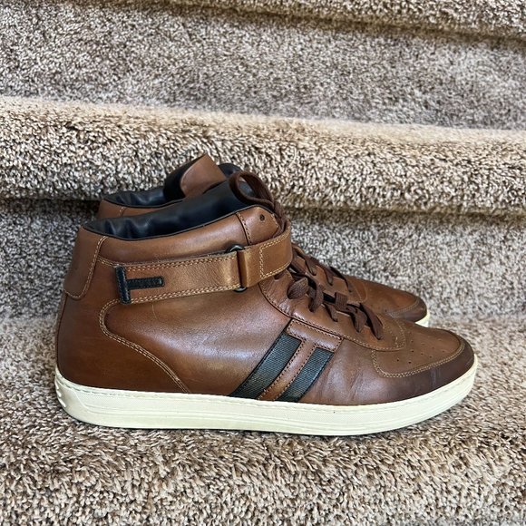 Tom Ford Men's Brown Leather Boots with Black Stripes - Picture 5 of 14